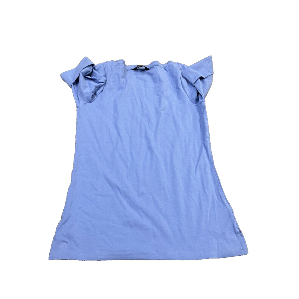 Lauren Ralph Lauren Women's Sky Blue Folded Shorts‎ Sleeve T-Shirt Top Size M